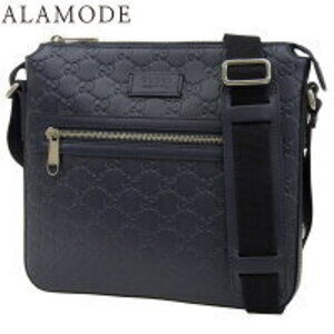 Gucci Guccissima Shoulder Bag Crossbody GG Leather Navy Blue Black